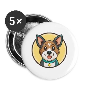 Möwe Terrier Hund Rasse Cartoon Kawaii Clipart Haustier - Buttons groß 56 mm (5er Pack) - Weiß - Vorne