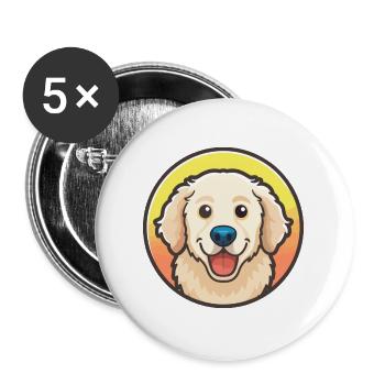 Kuvasz Ungarische Hunderasse Cartoon Kawaii Clipart - Buttons groß 56 mm (5er Pack) - Weiß - Vorne