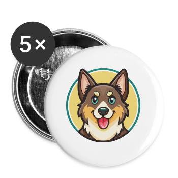 Chien de berger de Laponie race dessin animé Kawaii - Lot de 5 grands badges (56 mm) - blanc - Devant