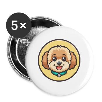 Maltipoo Hunderasse Bunte Karikatur Kawaii Clipart - Buttons groß 56 mm (5er Pack) - Weiß - Vorne