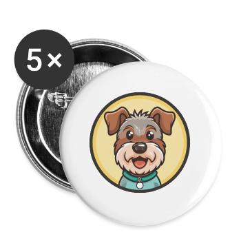 Lucas Terrier Hund Rasse Cartoon Kawaii Clipart Haustier - Buttons groß 56 mm (5er Pack) - Weiß - Vorne