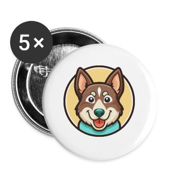 Lundehund Chien Race Dessin animé Kawaii Clipart Animal - Lot de 5 grands badges (56 mm) - blanc - Devant