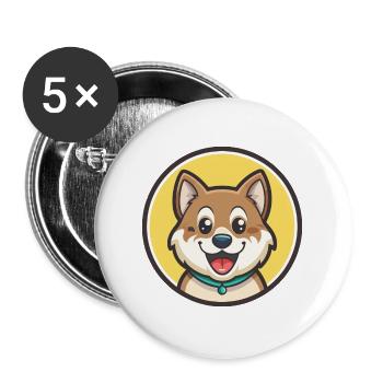 Kintamani Dog Breed Cartoon Kawaii Clipart Animal - Buttons large 2.2''/56 mm (5-pack) - white - Front