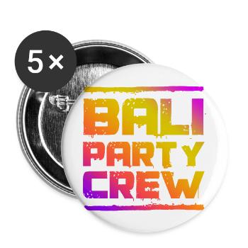 Bali Party Crew Bunt - Buttons groß 56 mm (5er Pack) - Weiß - Vorne