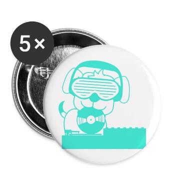 Cool DJ Dog Pet Vinyl Record Party Music - Buttons large 2.2''/56 mm (5-pack) - white - Front