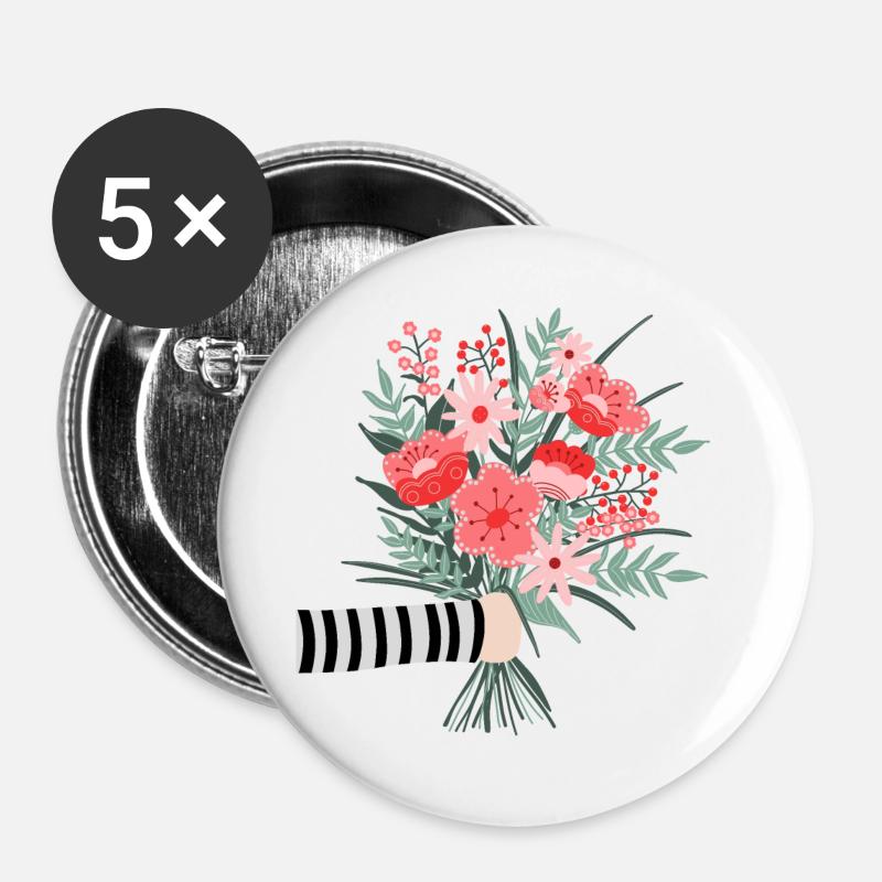 Just say thank you - a dear flower greeting - Buttons large 2.2''/56 mm (5-pack) - white