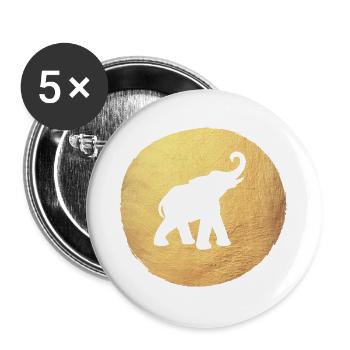 Yoga Yogi Elefant Indien Gold Mediation Energie om - Buttons groß 56 mm (5er Pack) - Weiß - Vorne