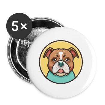 Olde English Bulldogge Dog Breed Cartoon Kawaii - Buttons large 2.2''/56 mm (5-pack) - white - Front