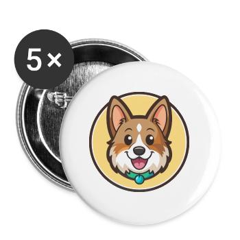 Norrbottenspets Dog Breed Cartoon Kawaii Clipart - Buttons large 2.2''/56 mm (5-pack) - white - Front