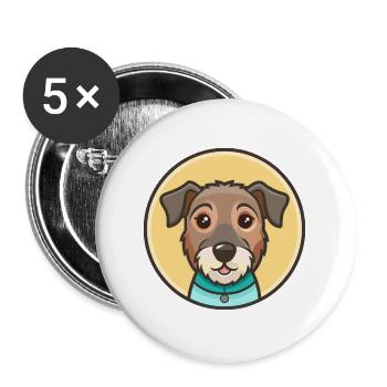 Patterdale Terrier Dog Breed Cartoon Kawaii - Buttons large 2.2''/56 mm (5-pack) - white - Front