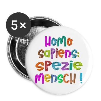 SPEZIE MENSCH - Etymologie - Buttons groß 56 mm (5er Pack) - Weiß - Vorne