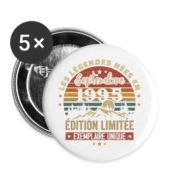 Retro 1995 - Legenden, die im September 1995 geboren wurden - Buttons groß 56 mm (5er Pack) - Weiß - Vorne