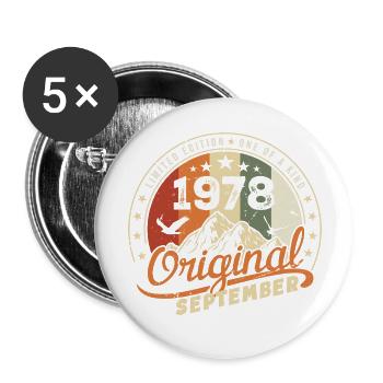 Vintage Birthday Gift Born September 1978 - Buttons large 2.2''/56 mm (5-pack) - white - Front