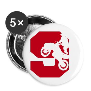 Moto 9 Biker - Buttons groß 56 mm (5er Pack) - Weiß - Vorne