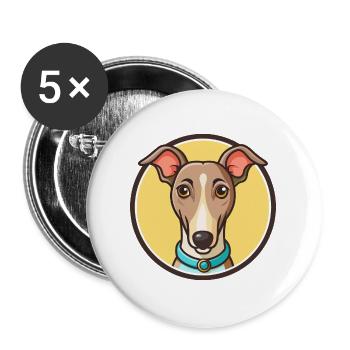 Rampur Windhund Hunderasse Cartoon Kawaii Clipart - Buttons groß 56 mm (5er Pack) - Weiß - Vorne