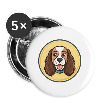 Russian Spaniel Dog Breed Cartoon Kawaii Clipart - Buttons large 2.2''/56 mm (5-pack) - white - Front