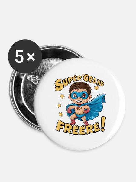 Super großer Bruder - Buttons groß 56 mm (5er Pack) - Weiß