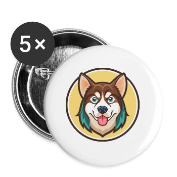Sibirische Trikolore Hund Rasse Karikatur Kawaii - Buttons groß 56 mm (5er Pack) - Weiß - Vorne