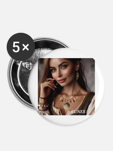 Runen - Buttons groß 56 mm (5er Pack) - Weiß