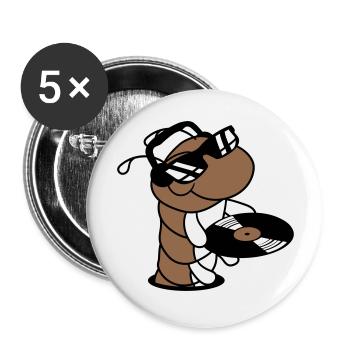 DJ Caterpillar Vinyle Disque Lunettes De Soleil Musique de Fête - Lot de 5 grands badges (56 mm) - blanc - Devant