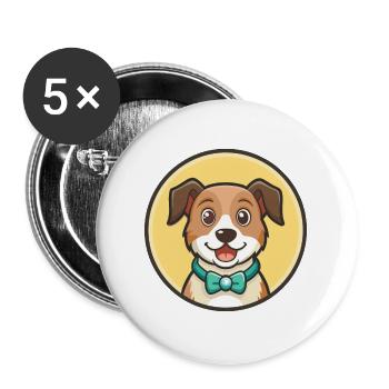 Smithfield chien race dessin animé Kawaii Clipart Animal - Lot de 5 grands badges (56 mm) - blanc - Devant