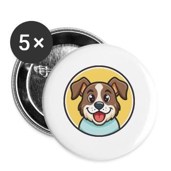 Slovensky Cuvac chien race dessin animé Kawaii Clipart - Lot de 5 grands badges (56 mm) - blanc - Devant