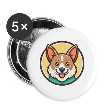 Taigan Dog Breed Cartoon Kawaii Clipart Animal Pet - Buttons large 2.2''/56 mm (5-pack) - white - Front