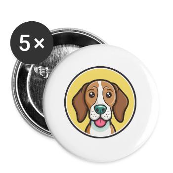 Welsh Hound Dog Breed Funny Cartoon Kawaii Clipart - Buttons large 2.2''/56 mm (5-pack) - white - Front