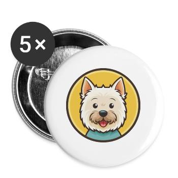 West Highland White Terrier Dog Breed Cartoon Pet - Buttons large 2.2''/56 mm (5-pack) - white - Front