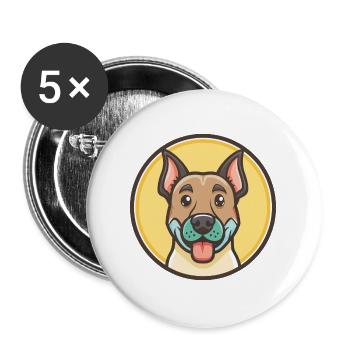 Tarse Catalburun Chien Race Dessin animé Kawaii Clipart - Lot de 5 grands badges (56 mm) - blanc - Devant