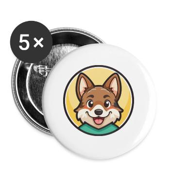Volpino Italiano Chien Race Dessin animé Kawaii Clipart - Lot de 5 grands badges (56 mm) - blanc - Devant