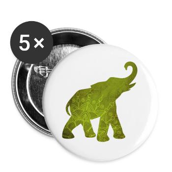 Yoga Éléphant Vert Motif Médiatation Inde om - Lot de 5 grands badges (56 mm) - blanc - Devant