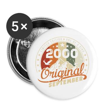 Vintage Birthday Gift Born in September 2000 - Buttons large 2.2''/56 mm (5-pack) - white - Front