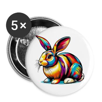 Lapin - Lot de 5 grands badges (56 mm) - blanc - Devant