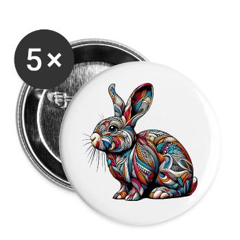 Lapin - Lot de 5 grands badges (56 mm) - blanc - Devant