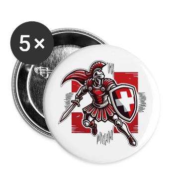 Gladiator Schweiz 6 - Buttons groß 56 mm (5er Pack) - Weiß - Vorne