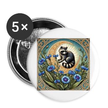 Raton laveur - Lot de 5 grands badges (56 mm) - blanc - Devant