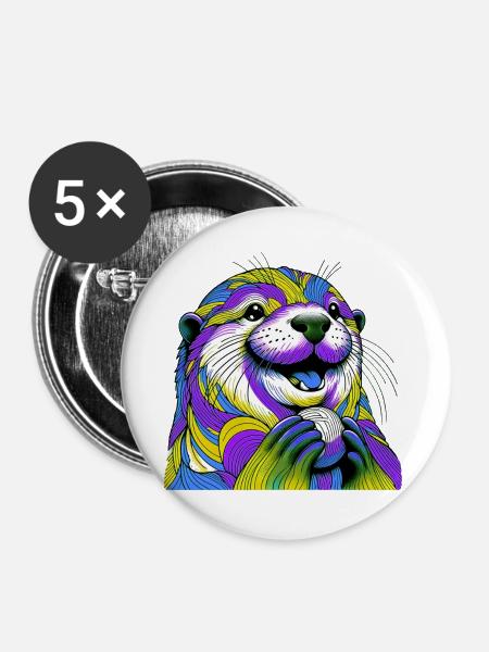 Otter - Buttons groß 56 mm (5er Pack) - Weiß