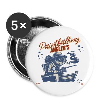Paintball, pêcheurs, chasse - Lot de 5 grands badges (56 mm) - blanc - Devant