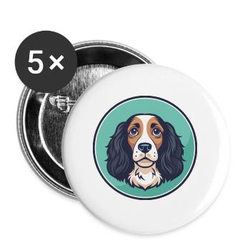Alpine Spaniel Dog Breed Cartoon Kawaii Clipart - Buttons large 2.2''/56 mm (5-pack) - white - Front