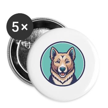Armenische Gampr Hunderasse Karikatur Kawaii Clipart - Buttons groß 56 mm (5er Pack) - Weiß - Vorne