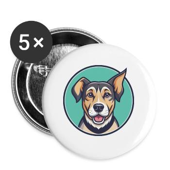 Barbado Da Terceira Race de chien Drôle Dessin animé Kawaii - Lot de 5 grands badges (56 mm) - blanc - Devant