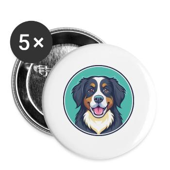 Berner Laufhund Hunderasse Cartoon Kawaii Clipart - Buttons groß 56 mm (5er Pack) - Weiß - Vorne