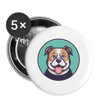 Billy Hund Rasse Cartoon Kawaii Clipart Tier Haustier - Buttons groß 56 mm (5er Pack) - Weiß - Vorne
