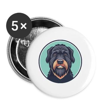 Noir Russe Terrier Chien Race Dessin Animé Kawaii Pet - Lot de 5 grands badges (56 mm) - blanc - Devant