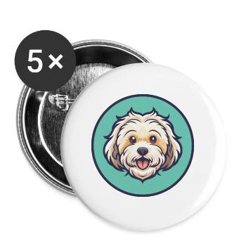 Bolognese Dog Breed Cartoon Kawaii Clipart Animal - Buttons large 2.2''/56 mm (5-pack) - white - Front