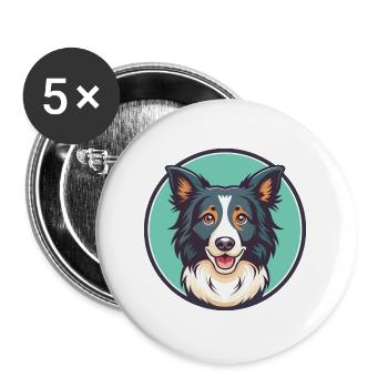 Border Collie Hunderasse Cartoon Kawaii Clipart Haustier - Buttons groß 56 mm (5er Pack) - Weiß - Vorne