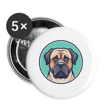 Dogue brésilien chien race dessin animé Kawaii Clipart - Lot de 5 grands badges (56 mm) - blanc - Devant