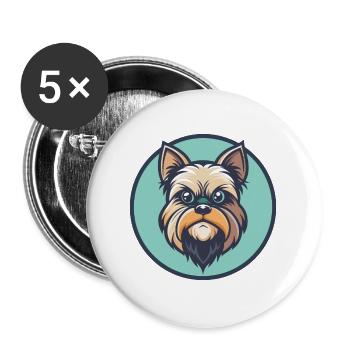 Brüsseler Griffon Hunderasse Cartoon Kawaii Clipart - Buttons groß 56 mm (5er Pack) - Weiß - Vorne