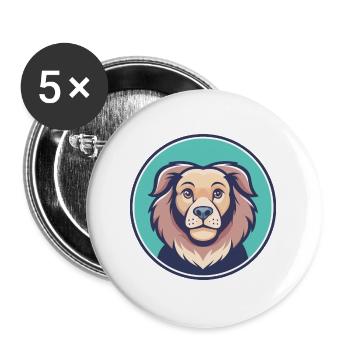 Carea Leones Hunderasse Cartoon Kawaii Clipart Haustier - Buttons groß 56 mm (5er Pack) - Weiß - Vorne